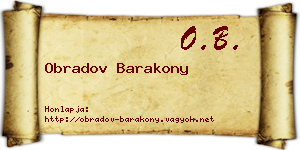 Obradov Barakony névjegykártya